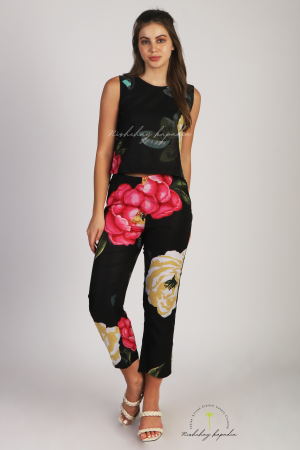 NK BLACK 3PC FLORAL DIGITAL PRINT JACKET SET