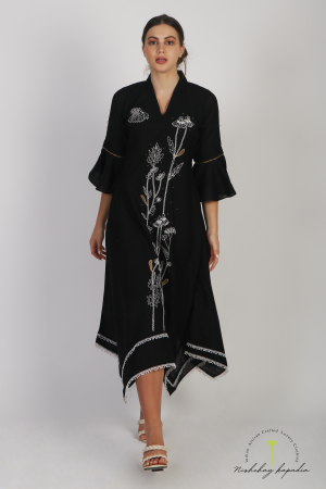 NK BLACK C-CUT DORI WORK GOWN