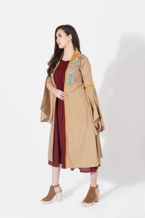 NK MAROON INNER WITH EMBROIDERED JACKET SET