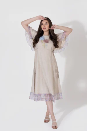 NK LASER CUTWORK WMBROIDERED LINEN GOWN