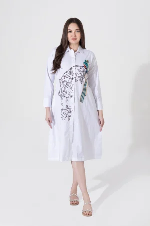 NK WHITE GOWN PEACOCK EMBROIDERY