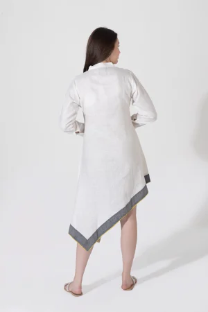 NK ASYMMETRICAL GIRAFFE HAND-PAINTED LINEN DRESS