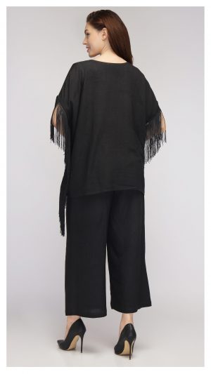 NK BLACK PONCHO DORI EMBROIDERED CORD SET