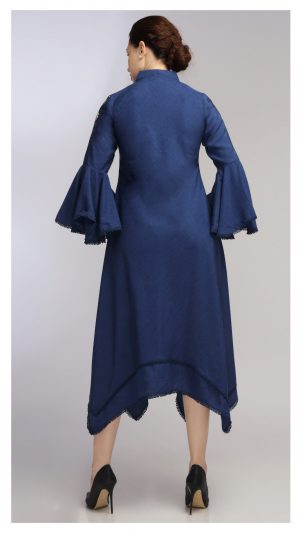 NK NAVI BLUE C-CUT EMBROIDERED GOWN